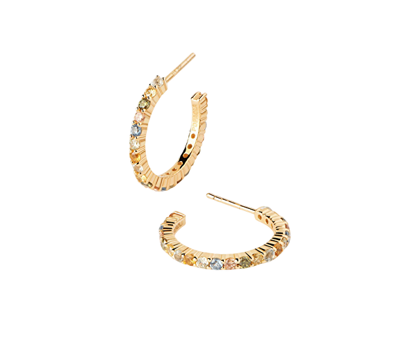 Pozlacené náušnice ze stříbra s třpytivými zirkony RAINBOW Gold AR01-B96-U