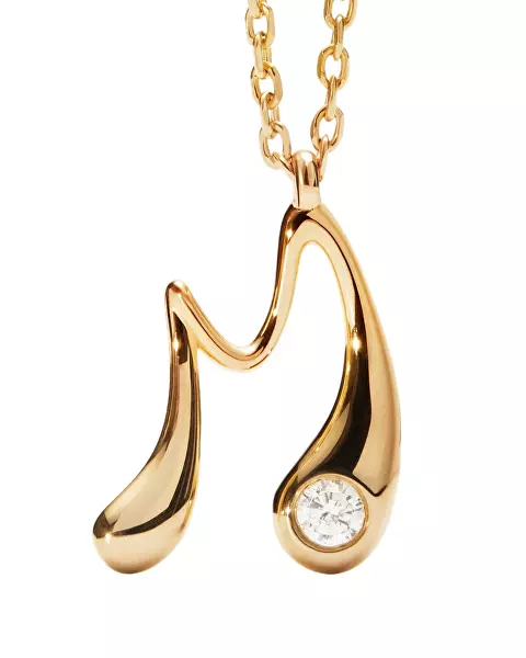 Pozlacený náhrdelník písmeno "M" Initial CO01-B86-U (řetízek, přívěsek)