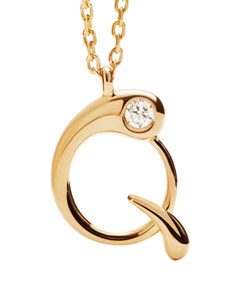Pozlacený náhrdelník písmeno "Q" Initial CO01-B90-U (řetízek, přívěsek)