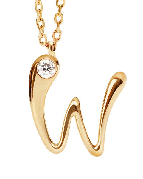 Pozlátený náhrdelník písmeno "W" Initial CO01-B96-U (retiazka, prívesok)