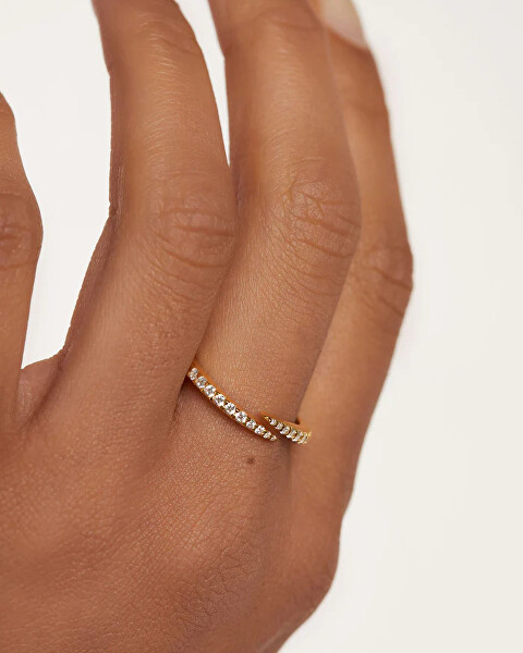 Pozlátený otvorený prsteň s čírymi zirkónmi EMBRACE Gold AN01-805