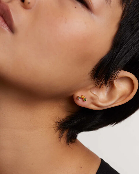 Splendidi orecchini placcati in oro con zirconi FLORA AR01-543-U