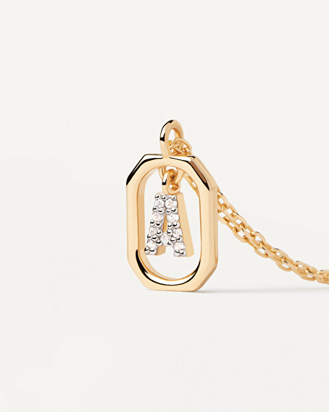 Affascinante collana placcata oro lettera “A” LETTERS CO01-512-U (catena, pendente)