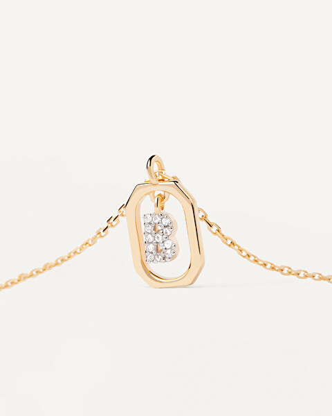 Pôvabný pozlátený náhrdelník písmeno "B" LETTERS CO01-513-U (retiazka, prívesok)
