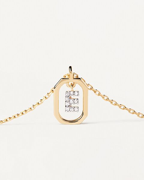 Affascinante collana placcata oro lettera “E” LETTERS CO01-516-U (catena, pendente)