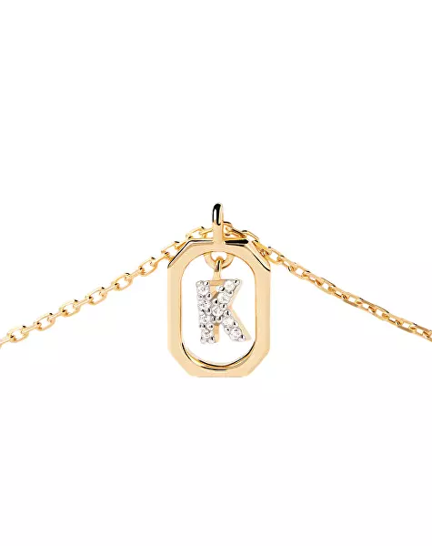 Půvabný pozlacený náhrdelník písmeno "K" LETTERS CO01-522-U (řetízek, přívěsek)