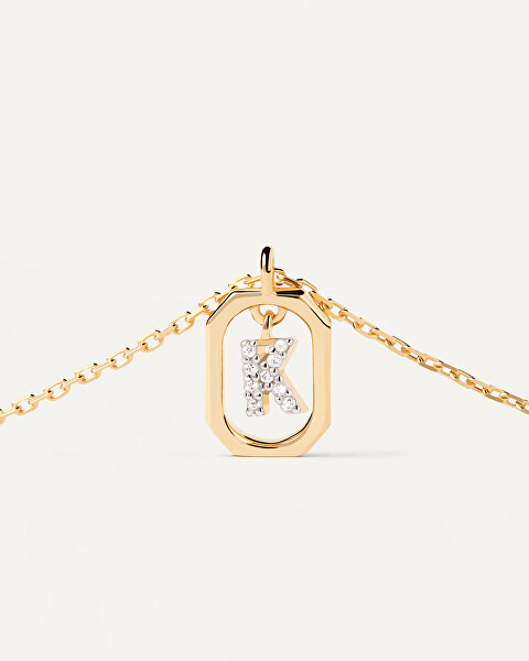 Affascinante collana placcata oro lettera “K” LETTERS CO01-522-U (catena, pendente)
