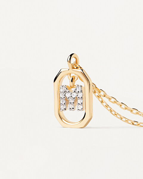 Affascinante collana placcata oro lettera “M” LETTERS CO01-524-U (catena, pendente)