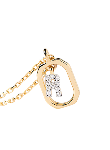 Půvabný pozlacený náhrdelník písmeno "R" LETTERS CO01-529-U (řetízek, přívěsek)