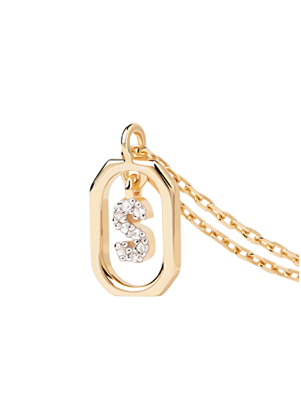 Půvabný pozlacený náhrdelník písmeno "S" LETTERS CO01-530-U (řetízek, přívěsek)