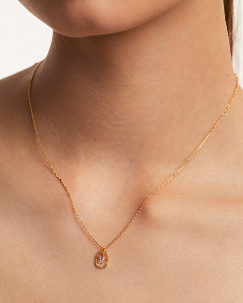 Charmante vergoldete Halskette Buchstabe „V“LETTERS CO01-533-U (Halskette, Anhänger)