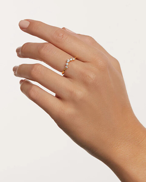 Pôvabný pozlátený prsteň so zirkónmi CIEL Gold AN01-823