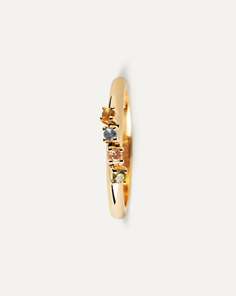 Pôvabný pozlátený prsteň so zirkónmi RAINBOW Gold AN01-C10