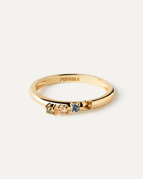 Půvabný pozlacený prsten se zirkony RAINBOW Gold AN01-C10