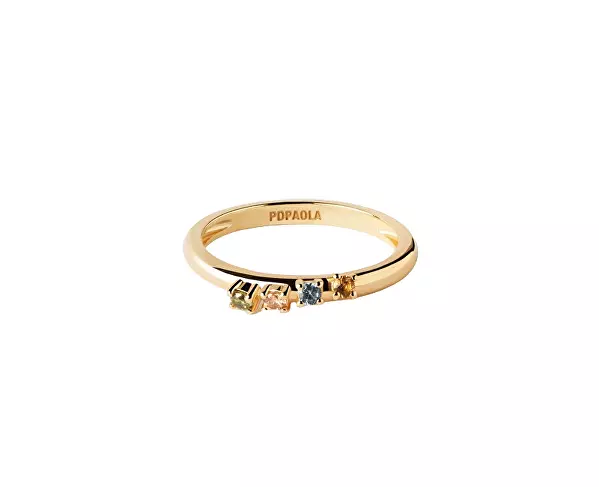 Půvabný pozlacený prsten se zirkony RAINBOW Gold AN01-C10