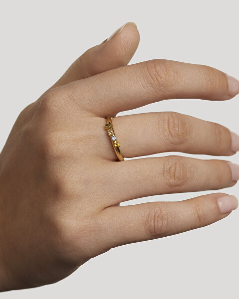 Gyengéd aranyozott gyűrű cirkóniummal RAINBOW Gold AN01-C10