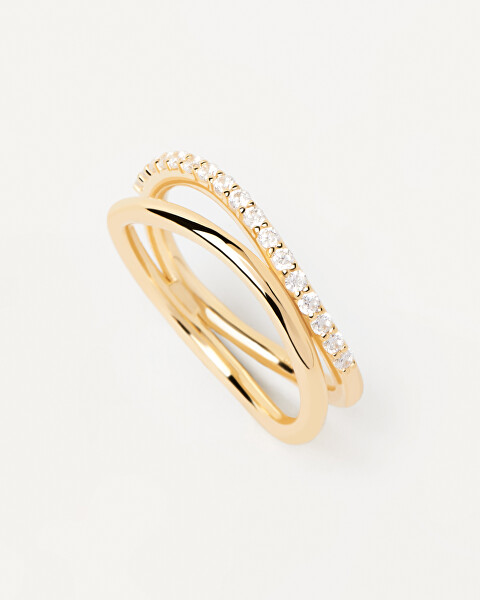 Pôvabný pozlátený prsteň so zirkónmi Twister Essentials AN01-844