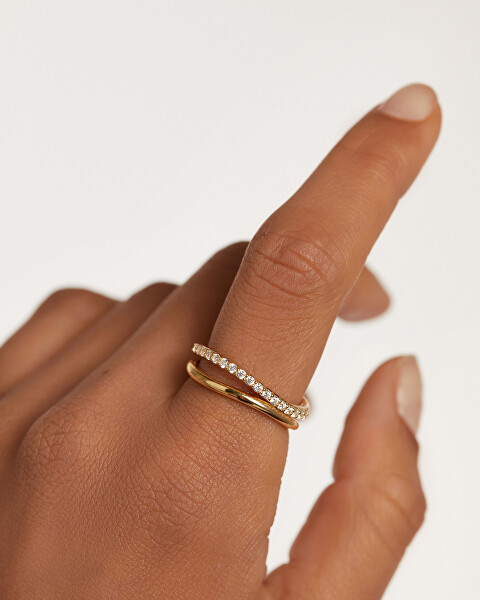 Affascinante anello placcato oro con zirconi Twister Essentials AN01-844
