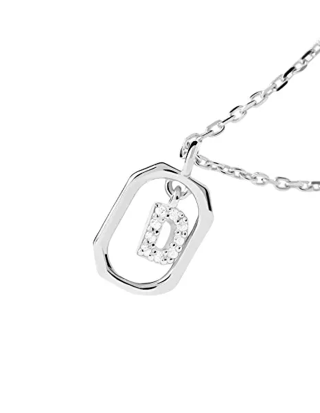 Půvabný stříbrný náhrdelník písmeno "D" LETTERS CO02-515-U (řetízek, přívěsek)