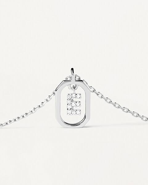 Pôvabný strieborný náhrdelník písmeno "E" LETTERS CO02-516-U (retiazka, prívesok)