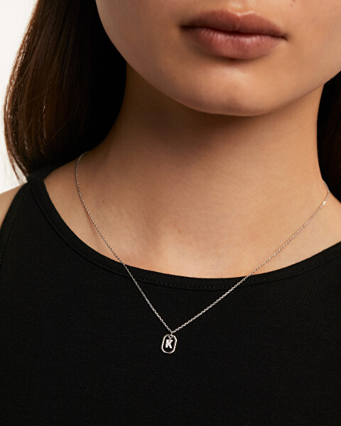 Pôvabný strieborný náhrdelník písmeno "K" LETTERS CO02-522-U (retiazka, prívesok)