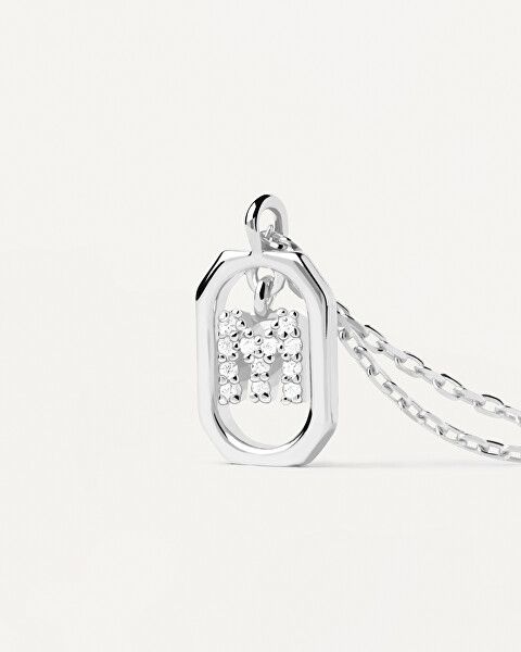 Pôvabný strieborný náhrdelník písmeno "M" LETTERS CO02-524-U (retiazka, prívesok)