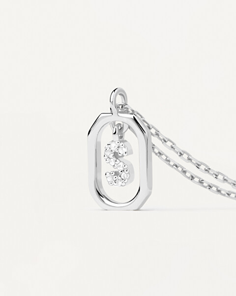 Pôvabný strieborný náhrdelník písmeno "S" LETTERS CO02-530-U (retiazka, prívesok)
