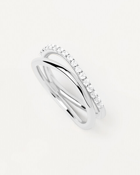 Půvabný stříbrný prsten se zirkony Twister Essentials AN02-844