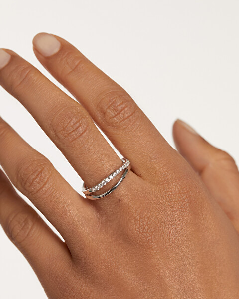 Pôvabný strieborný prsteň so zirkónmi Twister Essentials AN02-844