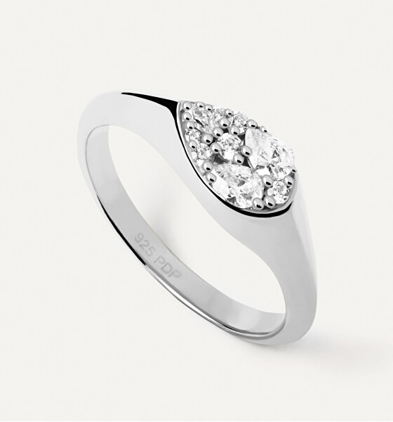 Pôvabný strieborný prsteň so zirkónmi Vanilla AN02-A51