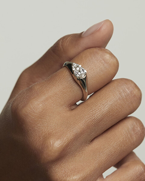 Pôvabný strieborný prsteň so zirkónmi Vanilla AN02-A51