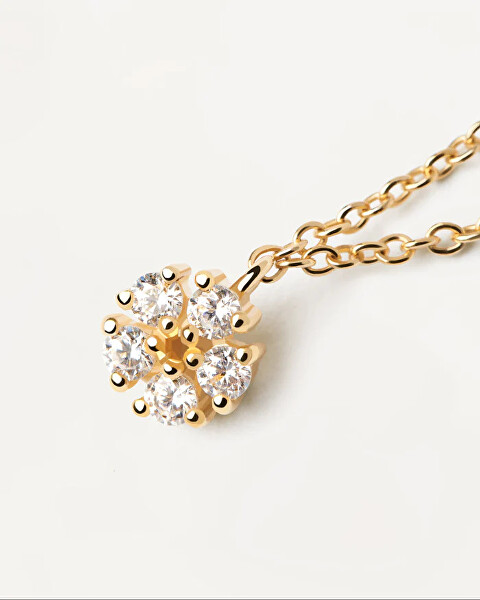 Romantický pozlátený náhrdelník so zirkónmi DAISY CO01-498-U