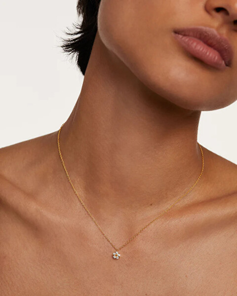 Romantický pozlacený náhrdelník se zirkony DAISY CO01-498-U