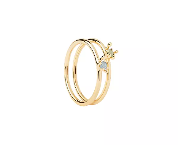 Set pozlacených prstenů se zirkonem Les Fleurs Colors AN01-C94