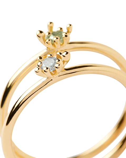 Set pozlacených prstenů se zirkonem Les Fleurs Colors AN01-C94