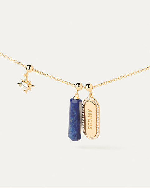 Slušivý pozlátený prívesok Lapis Lazuli Charms CH01-094-U