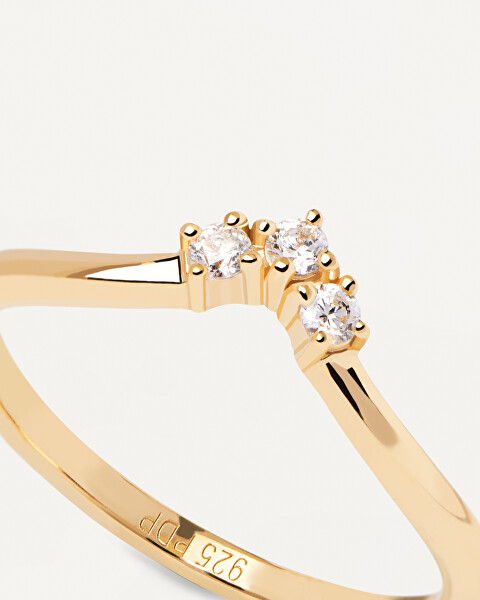 Elegante anello placcato oro con zirconi Mini Crown Essentials AN01-826
