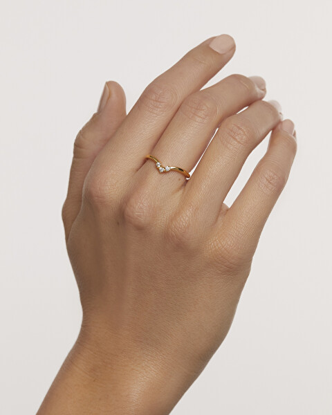 Slušivý pozlacený prsten se zirkony Mini Crown Essentials AN01-826