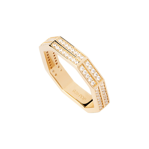 Schicker vergoldeter Ring mit Zirkonen Olympia AN01-A06
