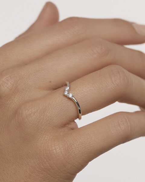 Slušivý stříbrný prsten se zirkony Mini Crown Essentials AN02-826