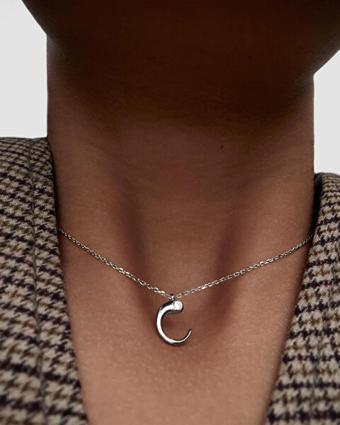 Strieborný náhrdelník písmeno "C" Initial CO02-B76-U (retiazka, prívesok)