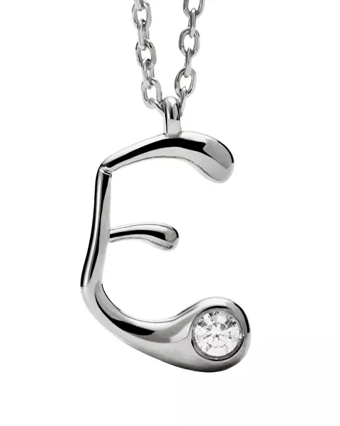 Stříbrný náhrdelník písmeno "E" Initial CO02-B78-U (řetízek, přívěsek)