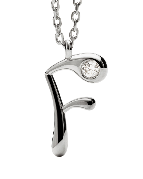 Strieborný náhrdelník písmeno "F" Initial CO02-B79-U (retiazka, prívesok)