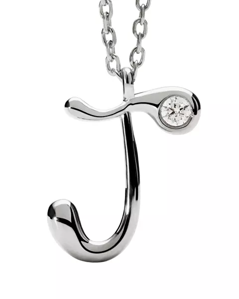Stříbrný náhrdelník písmeno "J" Initial CO02-B83-U (řetízek, přívěsek)