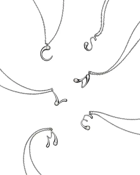 Strieborný náhrdelník písmeno "M" Initial CO02-B86-U (retiazka, prívesok)