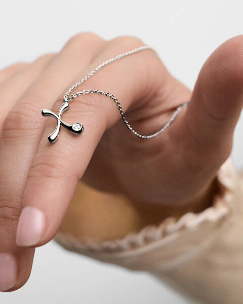 Stříbrný náhrdelník písmeno "X" Initial CO02-B97-U (řetízek, přívěsek)
