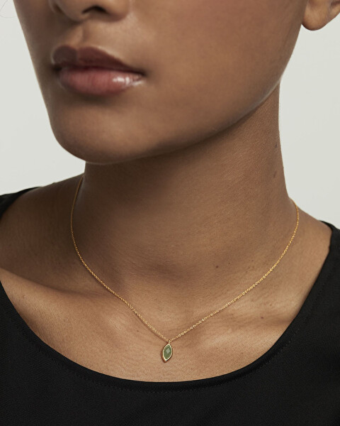 Pozlátený náhrdelník Green Aventurine Nomad Vanilla CO01-678-U