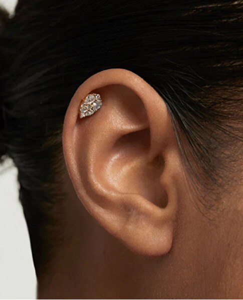Vergoldeter einzelner Ohrring mit klaren Zirkonen Vanille PG01-059-U