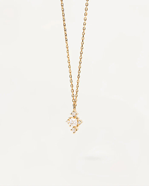 Třpytivý pozlacený náhrdelník LAURA CO01-480-U (řetízek, přívěsek)