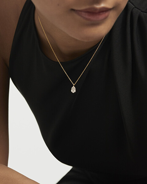 Blyštivý pozlátený náhrdelník Vanilla CO01-674-U (retiazka, prívesok)